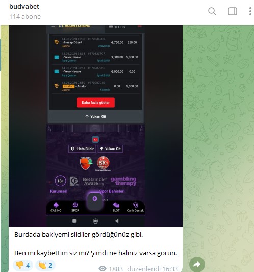 Budvacasino Telegram